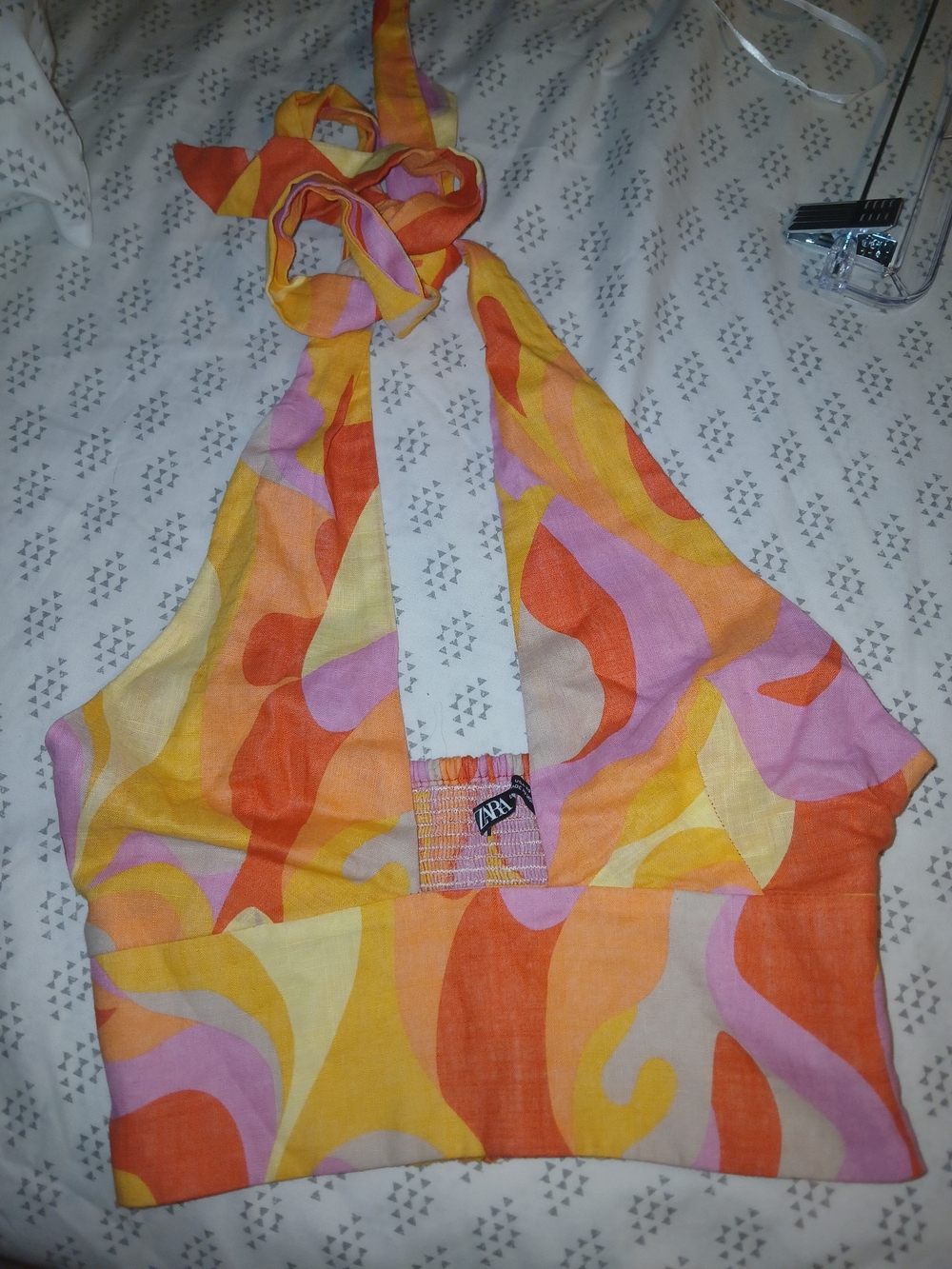 Zara Kids Multicolor Halter One-Piece - Vibrant Pink Orange Yellow Print